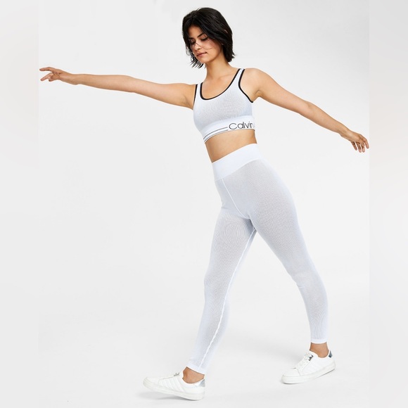 Calvin Klein Womens Ribbed High Rise 7/8 Workout Gym Leggings Size Small - Picture 5 of 5